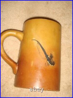 ANTIQUE PRIMITIVE HAND PAINTED NATIVE AMERICAN CHIEF POTTERY MUG 568 grams