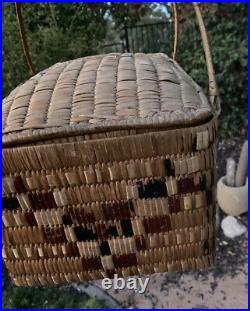 ANTIQUE Salish Native American Indian storage basket With Lid Thompson River