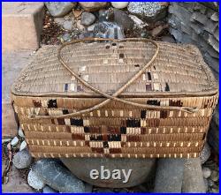 ANTIQUE Salish Native American Indian storage basket With Lid Thompson River