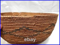 APACHE Native American Coiled Geometric Designs Basket BOWL 10.5 Dia. (C52S)