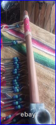 AWESOME OLD 1940S 50s NATIVE AMERICAN IROQUOIS HAND MADE CEREMONY PIPE RARE