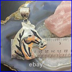 Alonzo Mariano Native American Sterling Silver Overlay Horse Head Unisex Pendant