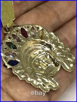 American Indian Native Charm Pendant Yellow Gold Plated 2 Lab Created Diamond