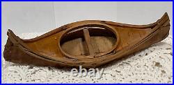 Antique 1920s Native American Model Birch Bark and Bentwood Canoe 6.5