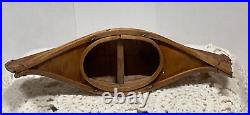 Antique 1920s Native American Model Birch Bark and Bentwood Canoe 6.5