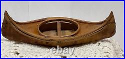 Antique 1920s Native American Model Birch Bark and Bentwood Canoe 6.5