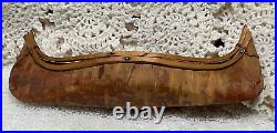 Antique 1920s Native American Model Birch Bark and Bentwood Canoe 6.5