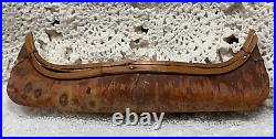 Antique 1920s Native American Model Birch Bark and Bentwood Canoe 6.5