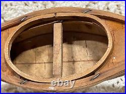 Antique 1920s Native American Model Birch Bark and Bentwood Canoe 6.5