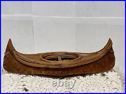 Antique 1920s Native American Model Birch Bark and Bentwood Canoe 6.5