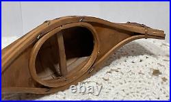 Antique 1920s Native American Model Birch Bark and Bentwood Canoe 6.5