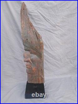 Antique 19th C Native American Store Trade Sign Weathervane Carved Wood Fragment