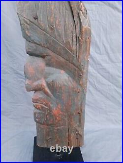 Antique 19th C Native American Store Trade Sign Weathervane Carved Wood Fragment
