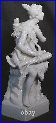 Antique Blanc de Chine Statue Porcelain Indian Semi Nude Native American Female