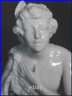 Antique Blanc de Chine Statue Porcelain Indian Semi Nude Native American Female