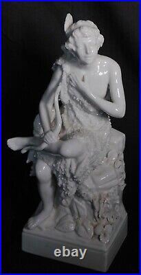 Antique Blanc de Chine Statue Porcelain Indian Semi Nude Native American Female