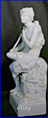 Antique Blanc de Chine Statue Porcelain Indian Semi Nude Native American Female