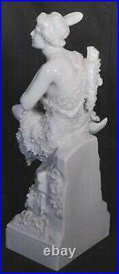 Antique Blanc de Chine Statue Porcelain Indian Semi Nude Native American Female