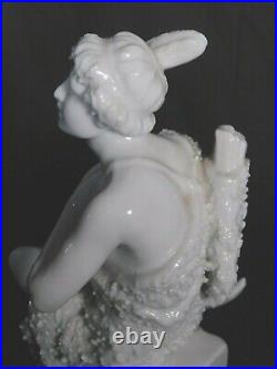 Antique Blanc de Chine Statue Porcelain Indian Semi Nude Native American Female