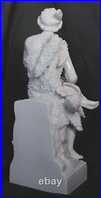 Antique Blanc de Chine Statue Porcelain Indian Semi Nude Native American Female