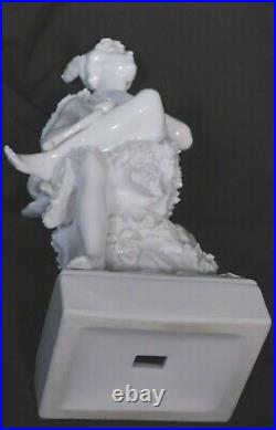 Antique Blanc de Chine Statue Porcelain Indian Semi Nude Native American Female