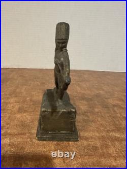 Antique Brass Native American Indian Chief Statue W Bow & Arrow