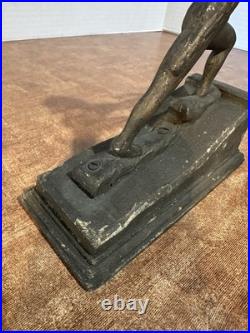 Antique Brass Native American Indian Chief Statue W Bow & Arrow