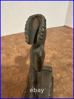 Antique Brass Native American Indian Chief Statue W Bow & Arrow