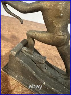 Antique Brass Native American Indian Chief Statue W Bow & Arrow