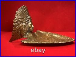 Antique Bronze Native American Indian Chief Arrowhead Dish