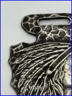 Antique Coin Silver Native American Indian Chief Arrowhead Watch Fob