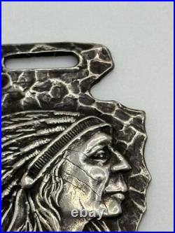 Antique Coin Silver Native American Indian Chief Arrowhead Watch Fob