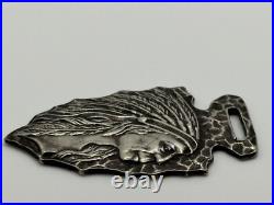Antique Coin Silver Native American Indian Chief Arrowhead Watch Fob