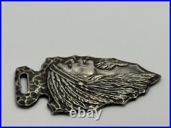 Antique Coin Silver Native American Indian Chief Arrowhead Watch Fob