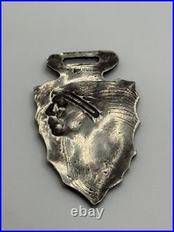Antique Coin Silver Native American Indian Chief Arrowhead Watch Fob