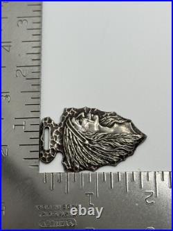 Antique Coin Silver Native American Indian Chief Arrowhead Watch Fob