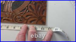 Antique Hand TOOLED LEATHER FOLK ART Rare ORIGINAL NATIVE American Indian Chief