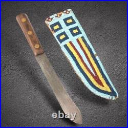 Antique Handmade Indian Beaded Knife Cover Native American Leather Knife Sheath