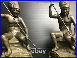 Antique Jennings Brothers Bronze 2245, Bookends Native American Indian Chief