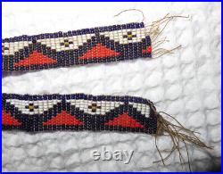 Antique Native American Beadwork 23.5 X 5/8 Inches Band/Necklace Abenaki