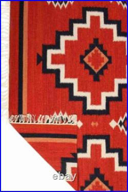 Antique Native American Indian Art Boho Ganado Navajo Wool Rug Two Grey Hill Rug