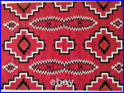 Antique Native American Indian Art Boho Ganado Navajo Wool Rug Two Grey Hill Rug