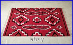 Antique Native American Indian Art Boho Ganado Navajo Wool Rug Two Grey Hill Rug