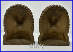 Antique Native American Indian Chief Bookends Bronze Finished Look