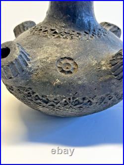 Antique Native American Indian Clay Pottery Sprouted Water Jug