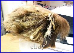 Antique Native American One of a Kind, Mandan Buffalo Hair and Skin Head Dress