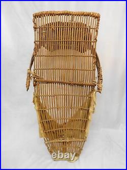 Antique Native American Vintage Cradleboard + Basket & Leather Indian Papoose