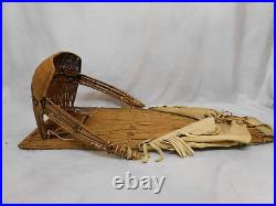 Antique Native American Vintage Cradleboard + Basket & Leather Indian Papoose