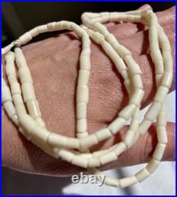 Antique Old Pawn Native American White Coral Necklace Needs Re-stringing 20