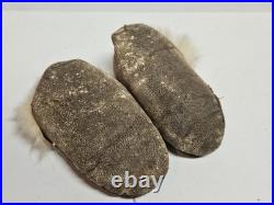 Authentic Early 20th Late 19th Century Used Native American Rabbit Fur Moccasins